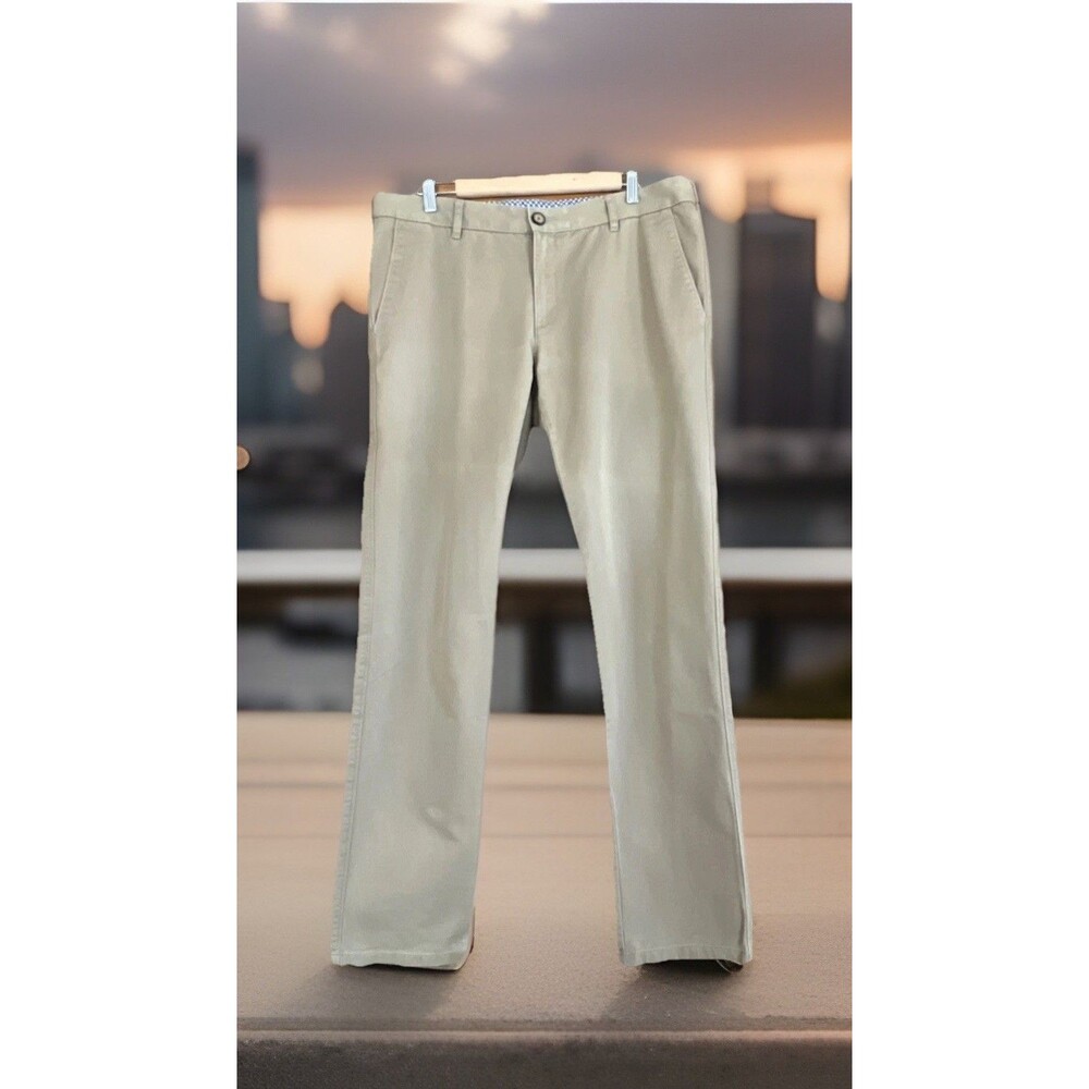 Louis Philippe STEVEN Fit Slim Chino Pants Khaki Trouser 36x32 Preppy Career